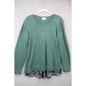 52Seven Long Sleeve Green Pullover Sweater-Size Large-Paisley Back